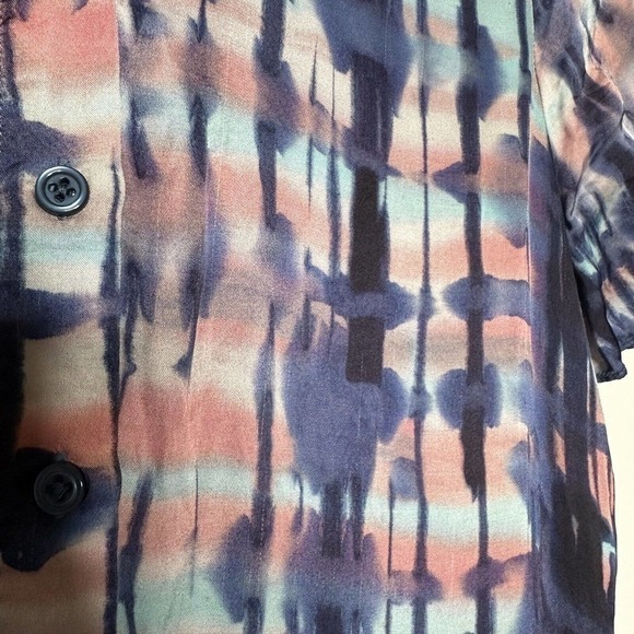 Sita Murt Tie Dye Maxi Dress Women's Short Sleeve Button Down Slit Blue 36 4 - Picture 9 of 9
